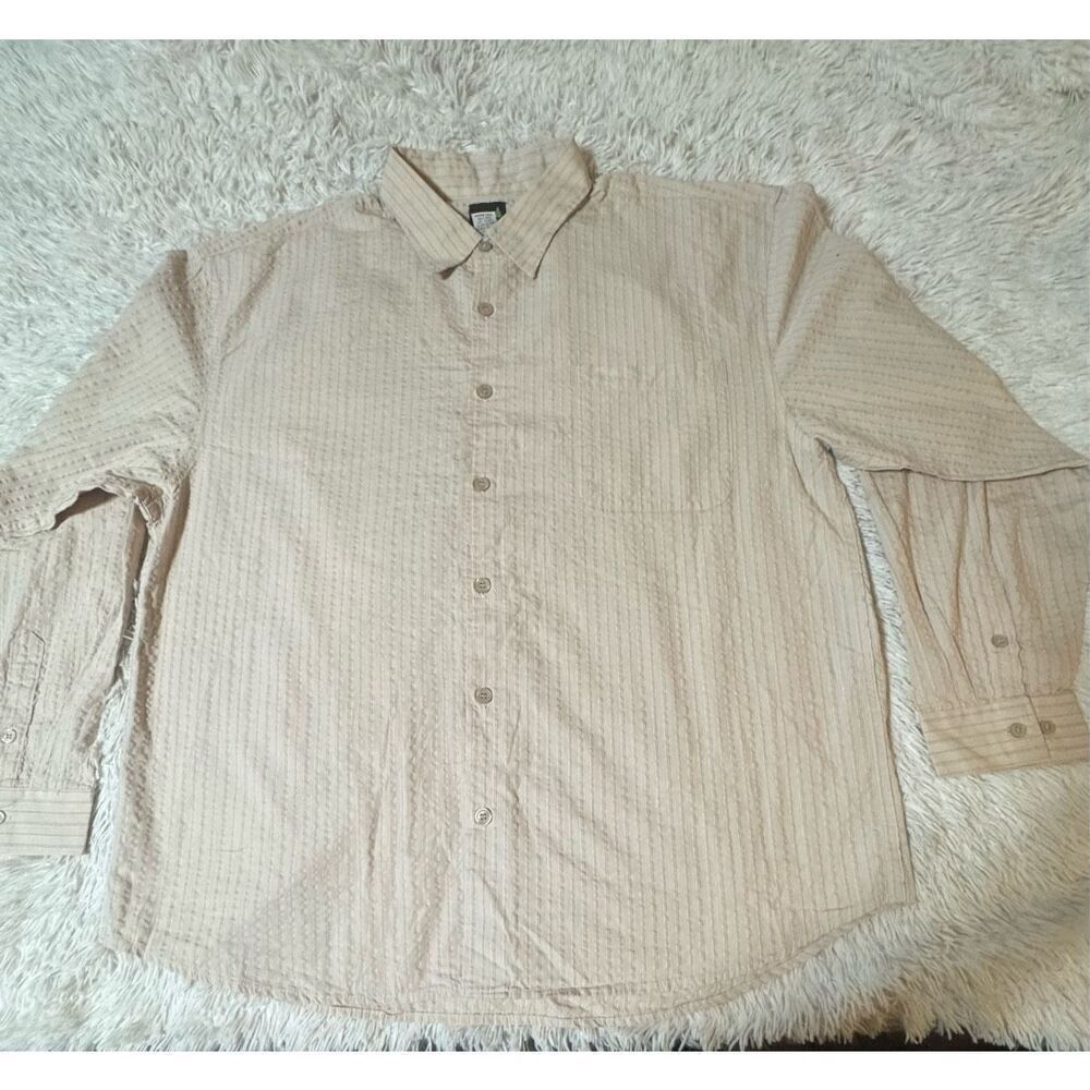 Weekendz off long sleeve stripe texture  button down pocket shirt XXL